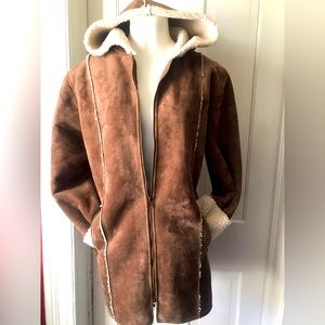 OUTER EDGE suede jacket/faux fur, size: M / length 32” long